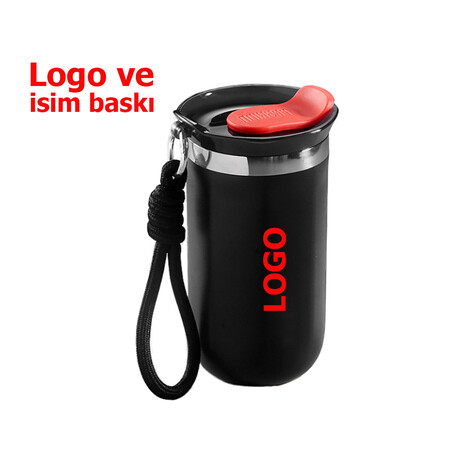 Askılı Termos Bardak 360ml, 8102 Siyah - Thumbnail