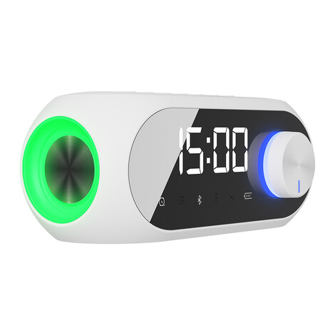 Bluetooth Hoparlör & Alarmlı Masa Saati MD-W7, Beyaz - Thumbnail