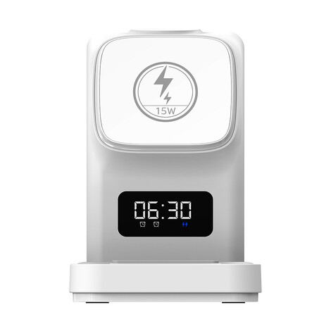 Dijital Saatli Magsafe Şarj Standı Sw-cwf 130, Beyaz - Thumbnail