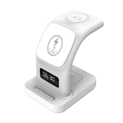 Dijital Saatli Magsafe Şarj Standı Sw-cwf 130, Beyaz - Thumbnail