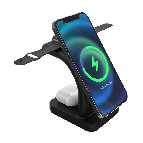 Dijital Saatli Magsafe Şarj Standı Sw-cwf 130, Siyah - Thumbnail