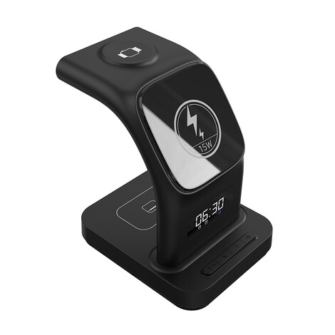 Dijital Saatli Magsafe Şarj Standı Sw-cwf 130, Siyah - Thumbnail