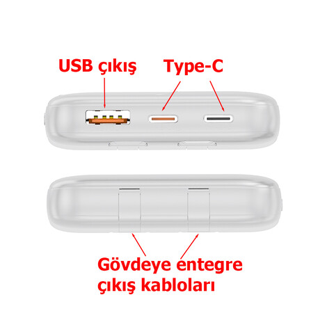 Hızlı Şarj Powerbank 10000 mAh IP-G16L, Beyaz - Thumbnail
