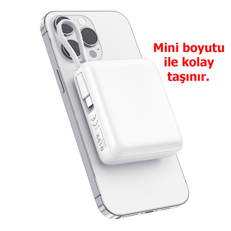 Hızlı Şarj Powerbank 10000 mAh P335, Beyaz - Thumbnail