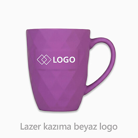 Lazer Logolu Porselen Kupa 330Ml, Mor - 2