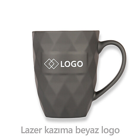 Lazer Logolu Porselen Kupa 330Ml, Siyah - 2