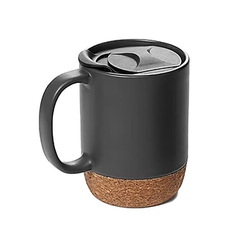 Mantar Tabanlı Seramik Kupa 300ml 5575, Siyah - Thumbnail